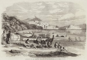 Lazzaroni aan de kust van de baai van Napels